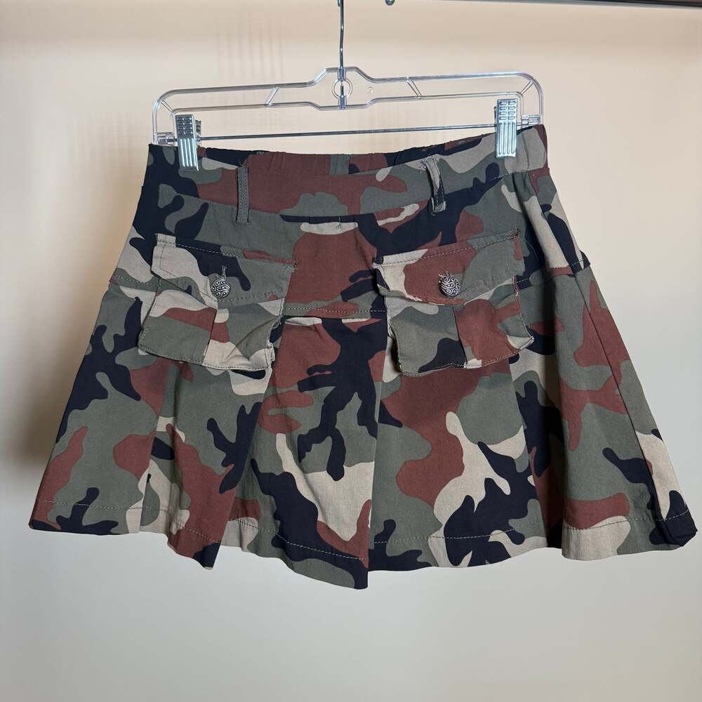 Like An Angel Camo Pleated Mini Cargo Skirt